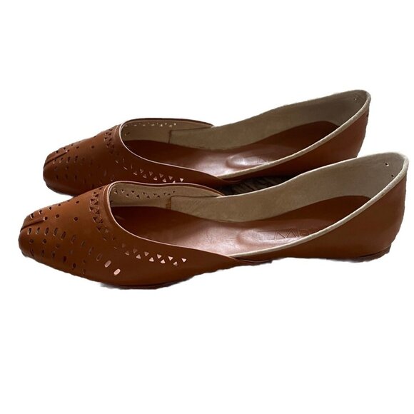 Matiko Shoes Ballet Flats Slip On Camel Light Brown Leather 38.5 / 8.5 Tan - Picture 2 of 7